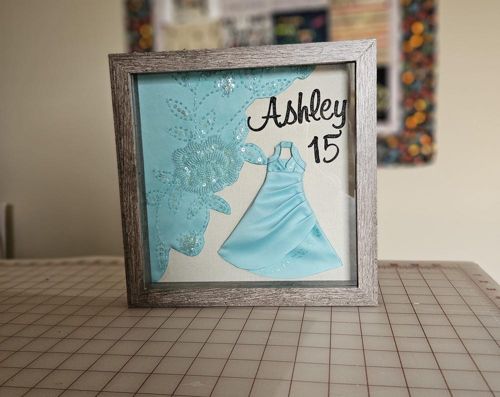 Custom Dress Memory Shadow Box - Handmade Keepsake Frame
