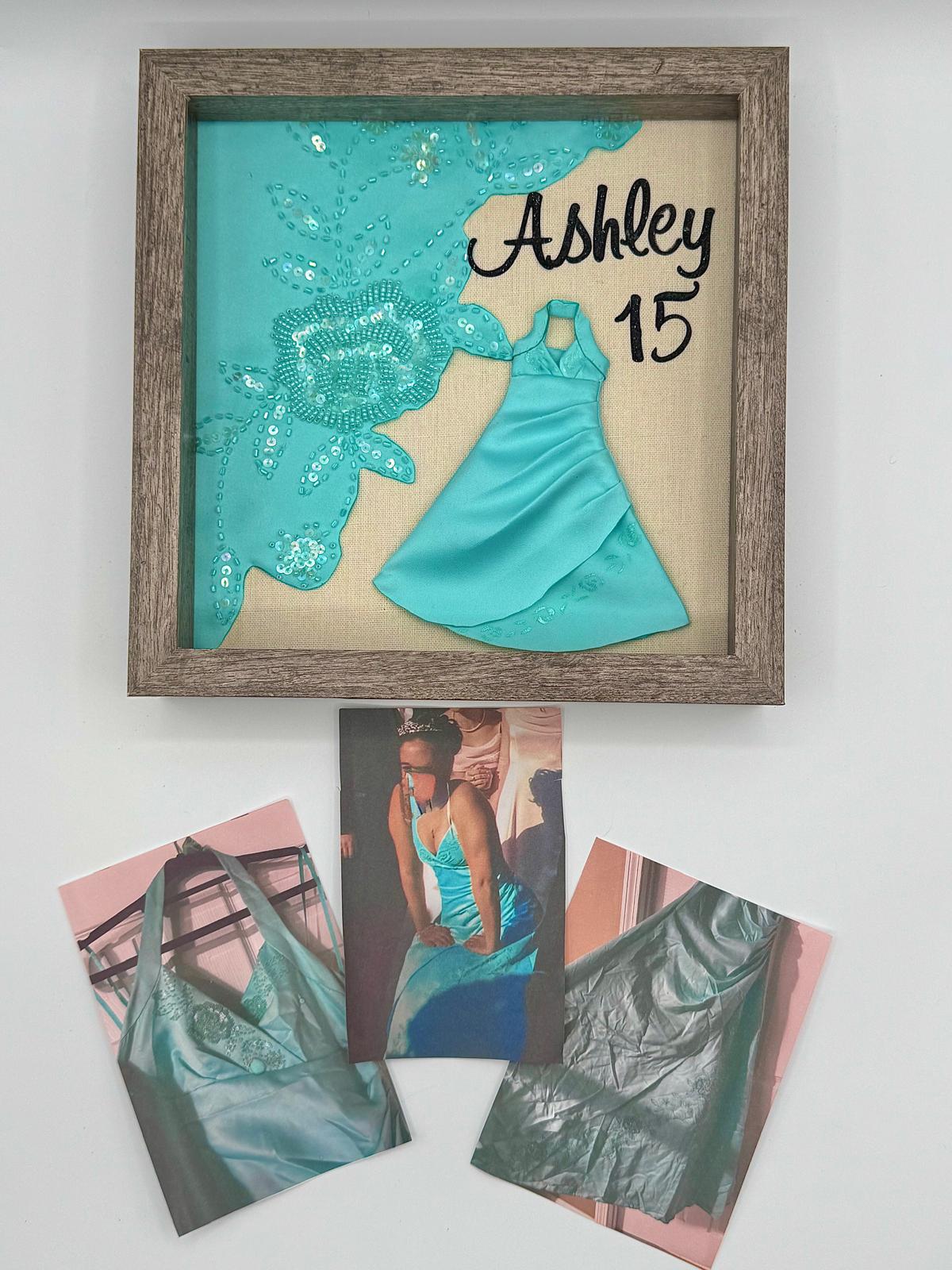Custom Dress Memory Shadow Box - Handmade Keepsake Frame