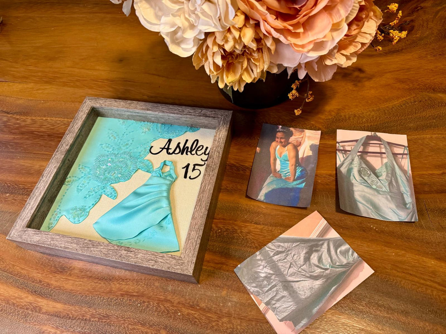 Custom Dress Memory Shadow Box - Handmade Keepsake Frame