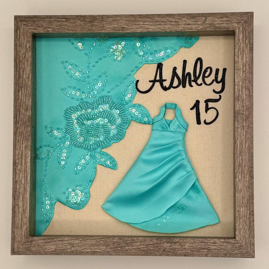 Custom Dress Memory Shadow Box - Handmade Keepsake Frame